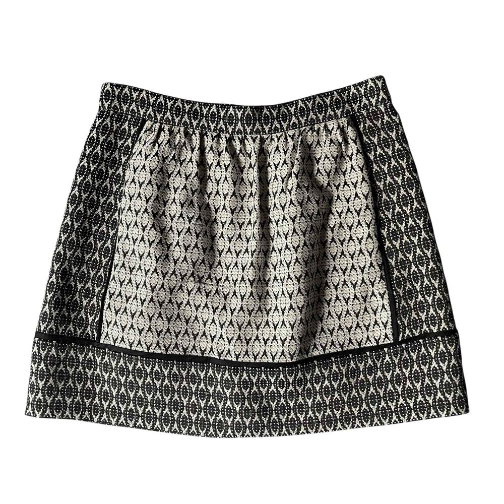 J. Crew Women's Textured Mini Skirt Black White Geo Block Print Jacquard Size 6